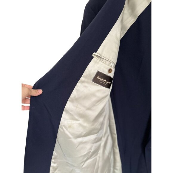 PAUL STUART Sport Blazer 100% Wool Navy Blue Jacket Gold Buttons Size 48/XLong - Picture 5 of 13